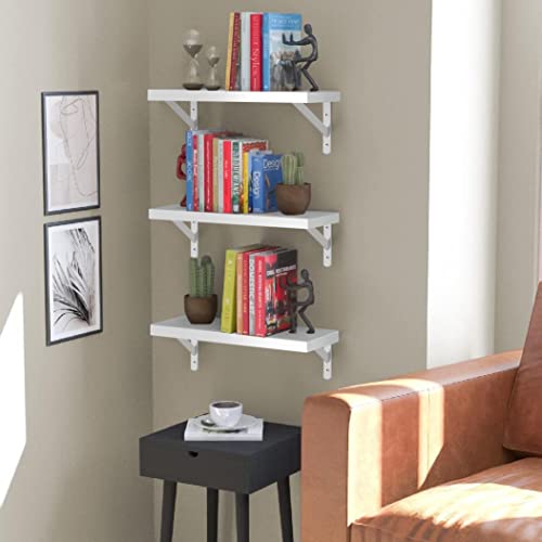 Bhfow Set Of 3 Floating Wall Shelves Wall Mounted Floating Shelf Wood Hanging Shelf For Wall, Storage Display Shelving Include Mounting Brackets, White #TOP2