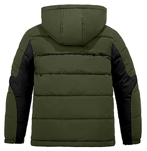 Zshow Boys' Warm Winter Coat Fleec Down Alternative Coat Windproof Hooded Puffer Jacket(Army Green,10-12) #TOP1