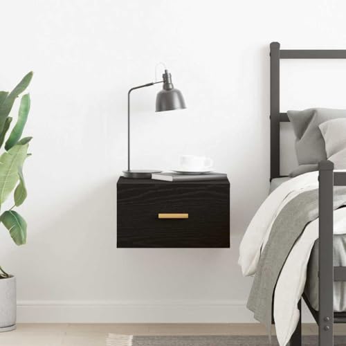 Table d'appoint avec espace de rangement suspendu chêne noir - 5