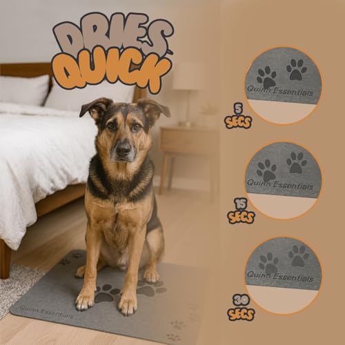 Quinn Essentials Dog Water & Feeding Mat Fast-Dry Diatomaceous Stone Tray for Bowls, Anti-Slip, Spill Control, Cleaner Area, Cat Feeding Tray, Travel Pet Mat by Quinn Essentials - Image 2