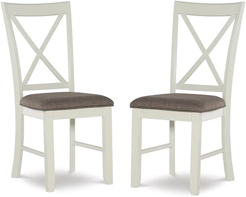 Miniatura 1 de BOWERY HILL Juego de dos sillas auxiliares de comedor de madera en blanco vainilla