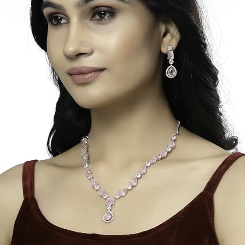 Rhodium-Plated Diamond Necklace Set