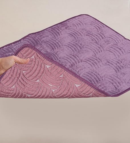 Image of HOMETHREADS Innovative Premium Velvet Sofa Cover Mat with PVC Backing for Non-Slip Comfort (C Purple, 2Pc Armrest Mat | 50x70cm)