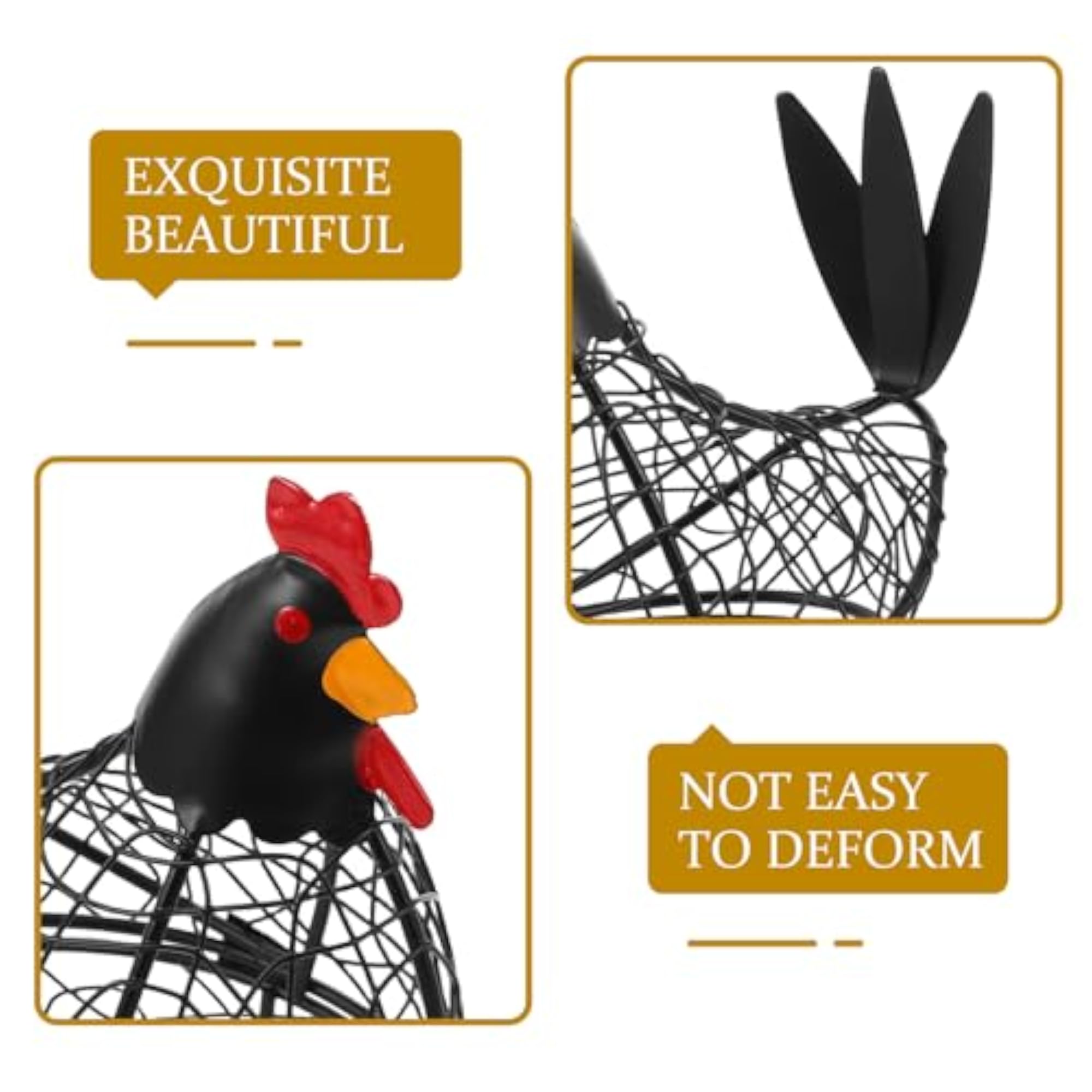 Black Metal Chicken Egg Basket, Wire Storage Holder