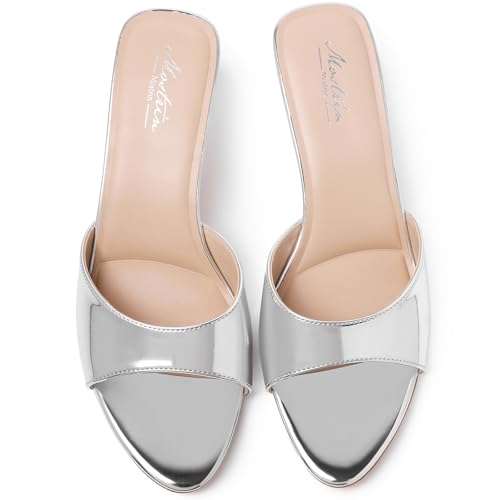 Image of Mostrin Kitten Heels for Women Pointed Toe Vintage Mules Heels Sexy Slip on Stiletto Backless Sandals for Party Wedding Daily