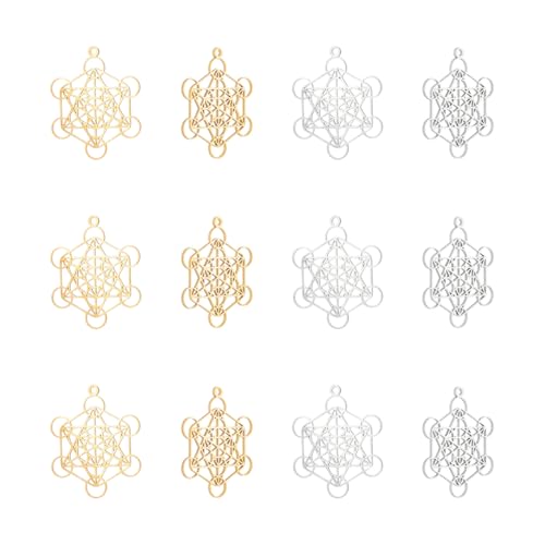 Dimensioni:il pendente a cubo di Metatron è largo circa 27mm , 33mm di lunghezza, 1mm di spessore, Foro:1.8mm , puoi usarli per realizzare il tuo ciondolo gioiello preferito, pur contenendo una scatola delicata per l'uso quotidiano e la conservazione.