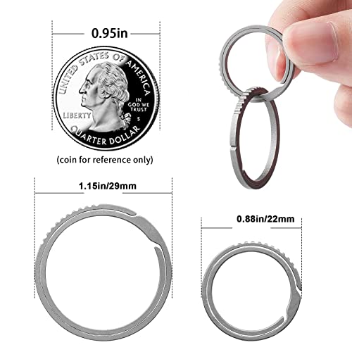 TISUR Key Rings for Keychains,Carabiner Keychain Ring Titanium Key Rings Heavy Duty Round Split Rings for Men and Women