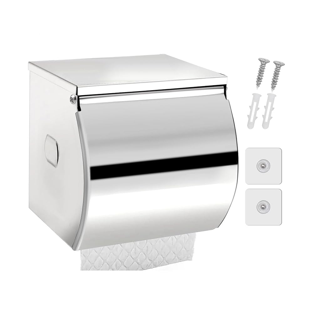 CTRLZS Toilet Paper Holder Toilet Tissue Roll Holder Waterproof Stainless Steel Bathroom for Bathroom Matte Black Toilet Paper Holder Silver