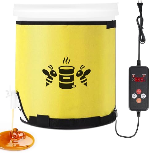Bee Blanket Honey Heater 5 Gallon w/Bottom Heating Pad, Honey Warmer Bucket Heater w/Timers & Temperature Controller, Operates In 59-149 , 100W 120V, Insulated Honey Pail Heater for Beekeeper