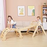 FANABAS Large 8 in 1 Pikler Triangle Set, Montessori Climbing Toys for Toddlers 1-7 Years Kids Jungle Gym Outdoor and Indoor Playground, Foldable Triangle Climber,Arch,Rocker [Big 33LB!]