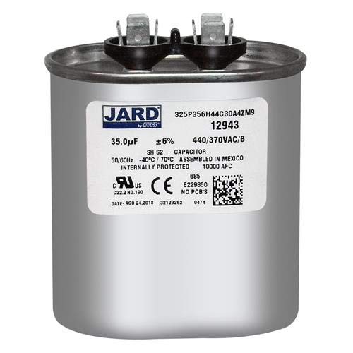 (2) Pack, 35 uF x 370 or 440 VAC - Jard # 12943 Oval Dual Run Capacitor
