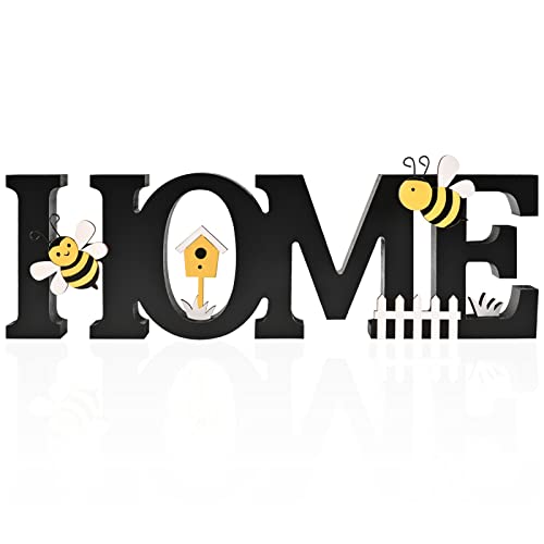 Wooden-Free-Standing-HOME-Spring-Sign-with-Bee-Rustic-Farmhouse-Decor-for-table-top-wall-tray-Shelf-and-Fireplace-Adorable-wooden-Summer-Decoration-for-Entry-Way Wooden Free Standing HOME Spring Sign with Bee Rustic Farmhouse Decor for table top wall tray Shelf and Fireplace Adorable wooden Summer Decoration for Entry Way