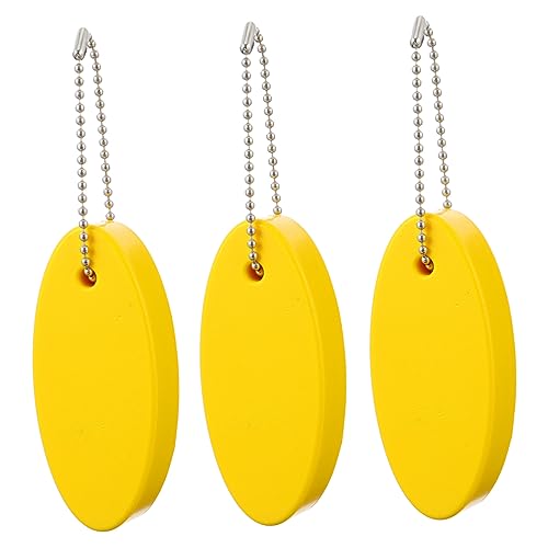 Mipcase 3pezzi Portachiavi Galleggiante Oval Pu Accessorio Acquatici e Attività All Resistente Giallo
