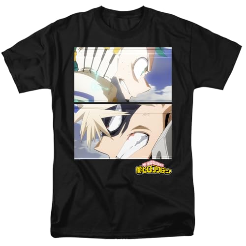 Popfunk My Hero Academia Izuku Midoriya Katsuki Bakugo Close Unisex Adult T Shirt, Black, Small
