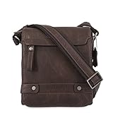 EL POTRO Bolso Hombre Bandolera Mediano, Colección Berlín, Piel Sintética, Herrajes Plateados, 21 x 18 x 7.50 cm (Marron)
