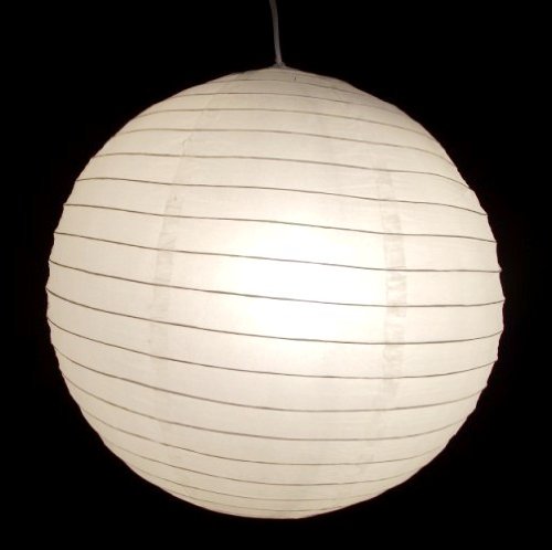Japanischer Papier-Lampion „Glück“, 40 Cm Durchmesser, Weiß Mit Schwarzen Schriftzeichen – Ohne Leuchtmittel