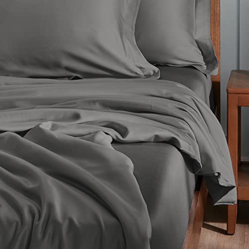 Cozylux 100% Organic Bamboo-Rayon Duvet Cover Queen Set Size Light Grey 3Pcs 300Tc Luxury Comforter Cover 90" X 90", Oeko-Tex Cooling Duvet Covers With Zipper Closure And Corner Ties,Dark Gray #TOP5