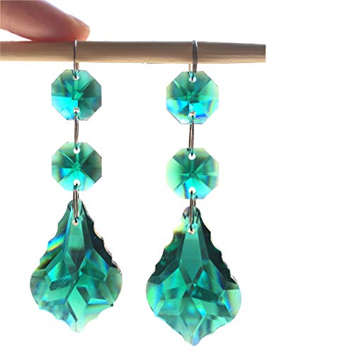 Lianggefun Double-Sided 15Pieces Maple Leaf Crystal Chandelier Pendants Parts Beads,Hanging Chain Garland,Door Curtain,Candlestick,Party Wedding Chirstmas Decoration thumb #2