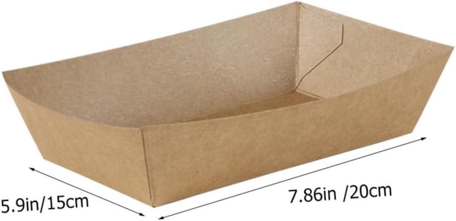 NUOBESTY 100pcs Oil-proof Paper Food Boxes for Fried Snacks French Fries Takeout Kraft Paper Containers Disposable Food Packaging Boxes for Restaurants and Catering