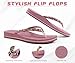 KuaiLu Women's Rhinestone Flip Flops with Comfort Arch Support Yoga Mat Cushion Sandals Fashion Summer Beach Pool Travel Orthotic Walking Thong Sandles Slip on Plantar Fasciitis Pink 9