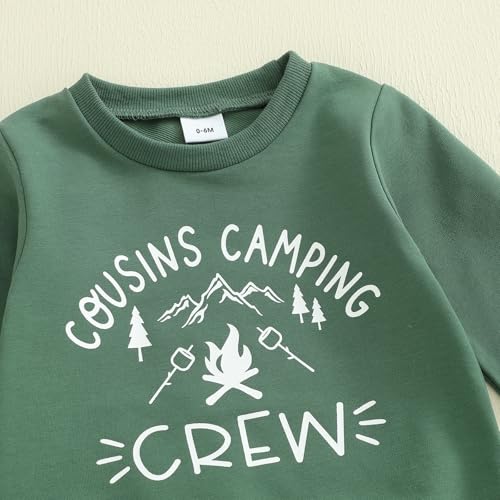 Fall Winter Outfit Toddler Baby Boy Cousins Camping Crew Long Sleeve Sweatshirt Pants 2Pcs Adventure Clothes Set3