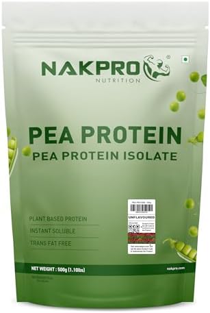NAKPRO NUTRITION Pea Protein Isolate | 500g Unflavoured | 28g Protein | Plant Based Protein Powder