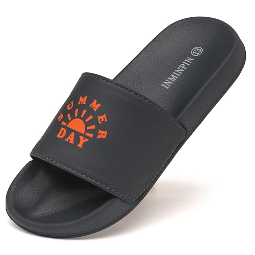 INMINPIN Kids Boys Girls Slides Sandals Comfort Non-Slip Beach Pool Shower Shoes Indoor Outdoor (Little Kid/Big Kid)