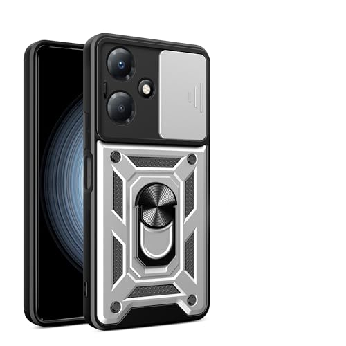 bojioderf Compatible with Infinix Hot 30 Play Case,Compatible with Infinix Hot 30 Play Magnetic Bracket [PC+TPU] 2 in 1 Slide Lens White