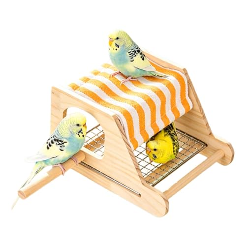 Cabane en bois pour perruche avec support inox qui évite l'usure
