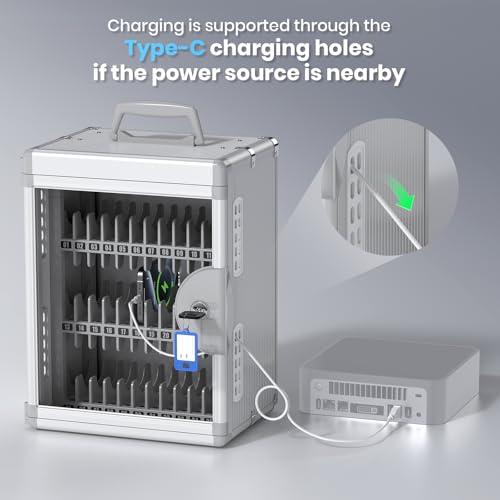 Glosen 48-Fach Handy-Schrank für Klassenzimmer mit Schlüsselschloss, wandmontierte Handy-Aufbewahrungsbox, Handy-aufbewahrungsschrank mit USB-C-Ladeöffnungen & Etiketten