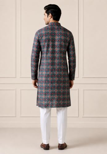 Image of FOXDX Men's Traditional Cotton Floral Printed Only Kurta
