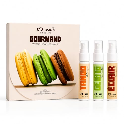 Image of OSSA Gourmand Parfum Miniature Set for Men & Women, 30ML (3 x 10ML) | Mango, Pista & Caramel Fragrances | Long Lasting Unisex Perfume Gift Set | Premium Travel Size Parfum Collection