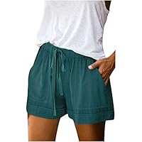Zilosconcy Pantalones Cortos de Verano para Mujer Cintura Alta Elásticos Bermudas Talla Grande Short Jogging Cargo Adolescente Workout Color en Contraste Casual Trabajo Deportivos Playa