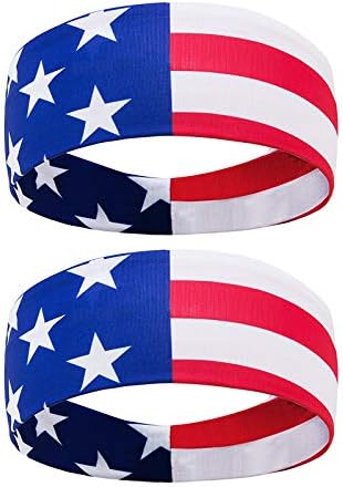 USA Sports Headbands American Flag Bandana Headbands Moisture Wicking Sweatbands for Men & Women