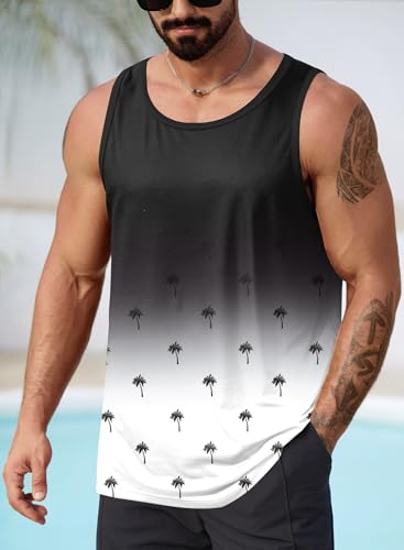 Image of VOGSTART Mens Hawaiian Beach Tank Tops Summer Vacation Muscle Top Graphic Sleeveless Shirts (S-3XL)
