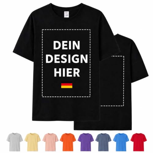 COOZEBRA Tshirt Bedrucken Lassen - Personalisiertes T-Shirt selbst gestalten mit Vorder- und R&uuml;ckendruck, 100% Baumwolle Custom T Shirt f&uuml;r M&auml;nner und Frauen (blau)