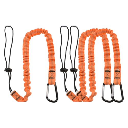 Image of MECCANIXITY Retractable Tool Lanyard 3ft with Single Aluminum Buckle and Adjustable Loop End, Maximum Weight Limit 10KG / 22lb, Safety Fall Protection Tools Leash, Orange 3 Pack