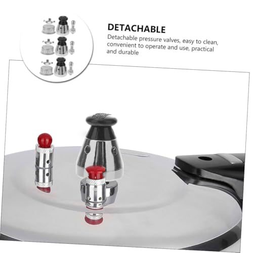 3 Sets Aluminum Alloy Pressure Cooker Safety Relief Valves Replacement Kit with Exhaust Pipe Anti-blocking Cover and Clip Detachable Pressure-limiting Valves for Cooker Parts Easy miniatura 4