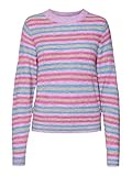 L/S Strickware Vero Moda Women\'s VMLEFILE LS O-Neck Pullover Boo L/S Strickware, Orchid Bloom/Detail:W. Little Boy Blue Birch Cyclamen, XS