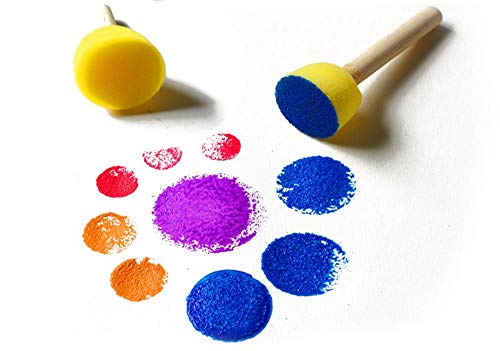 Ruwado 8 Pcs Yellow Foam With Wooden Handle Painting Sponge Round Head Assorted Size Kit For Children Painting Tools Set Diy Craft Art Project #TOP3
