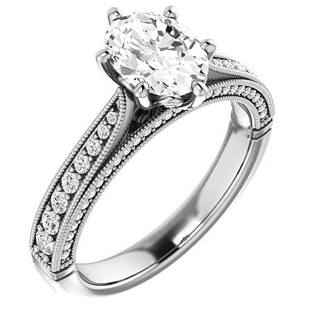 2 CT Oval Colorless Moissanite Engagement Ring for Women/Her, Wedding Bridal Ring Set, Eternity Sterling Silver Solid Gold Diamond Solitaire 6-Prong Set for Her2