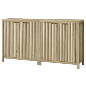 Oxford storage cabinet fluted sideboard buffet cabinet with adjustable shelves multifunctional console cabinet modern accent cabinet set of 2 sunwashed ash oak  urban country home decor
