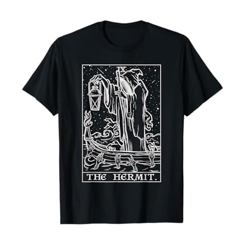 The Hermit Tarot Card Gothic Halloween Grim Reaper Occult T-Shirt Cover