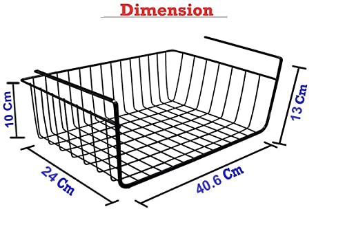 Image of UmI. Multipurpose 16 inch Under Shelf Rectangular Basket /Powder Coated Iron Under Cabinet Organiser /Undershelf Organiser Basket /Under Shelf Storage Rack For Kitchen, Bedroom, Office (Pack Of 3, Black)