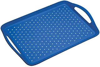 Colourworks CWANTISLIPBLU Non Slip Serving Tray, Plastic, Blue, 41 x 28.5cm