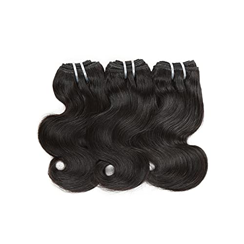 Aiokrtse - Paquets de cheveux brésiliens Cheveux ondulés- Cheveux vierges brésiliens - Paquets de tissage de cheveux 100% humains - Couleur noire naturelle - 3 pièces de 8 pouces - 150 grammes Cover