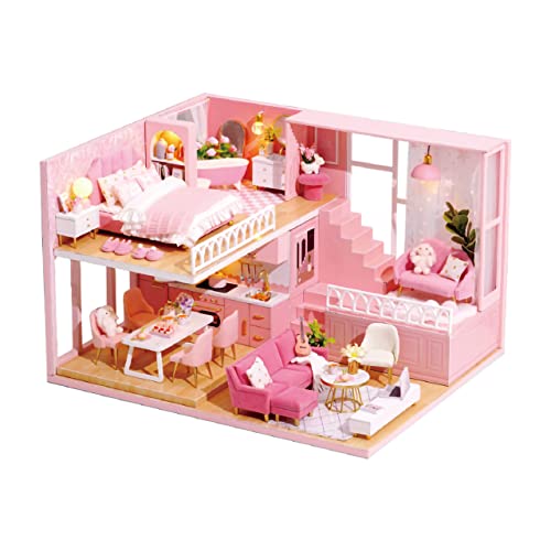 Rylai Architektur Modellbausätze mit Möbeln LED Spieluhr Miniatur Holz Puppenhaus 3D Puzzle (L030)