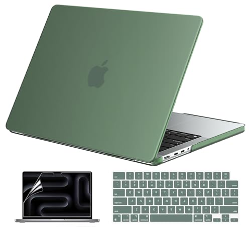 Image of EooCoo Case Compatible with MacBook Pro 14 inch M5 2026-2021 M4 M3 M2 M1 Pro /Max Chip, Matte Grip, Bump-Resistant, Hard Shell Cases with Keyboard Cover, Screen Protector - Midnight Green