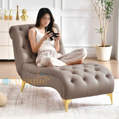 Image of Lazy Couch and Reclining Sofa /Recliner Chaise Longue /Fabric recliners /for Bedroom /Living Room /Office Reception Recliner Lounge Sofa and Armchair (Grey)