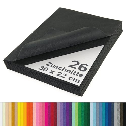 The Felt Store - Bastelfilz Filzzuschnitte in schwarz aus synthetischem Filz 26 Stück
